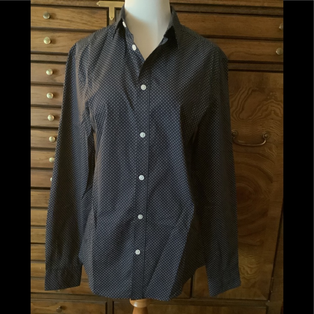 Women’s Button-down Navy/white cotton shirt